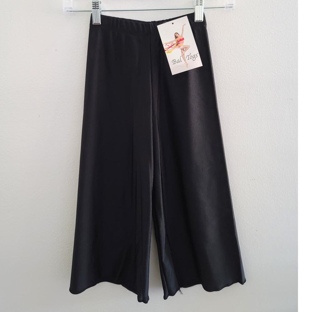 Baltogs Spandex Pull-On Wide Leg Palazzo Culottes Dance Pants Black P NEW